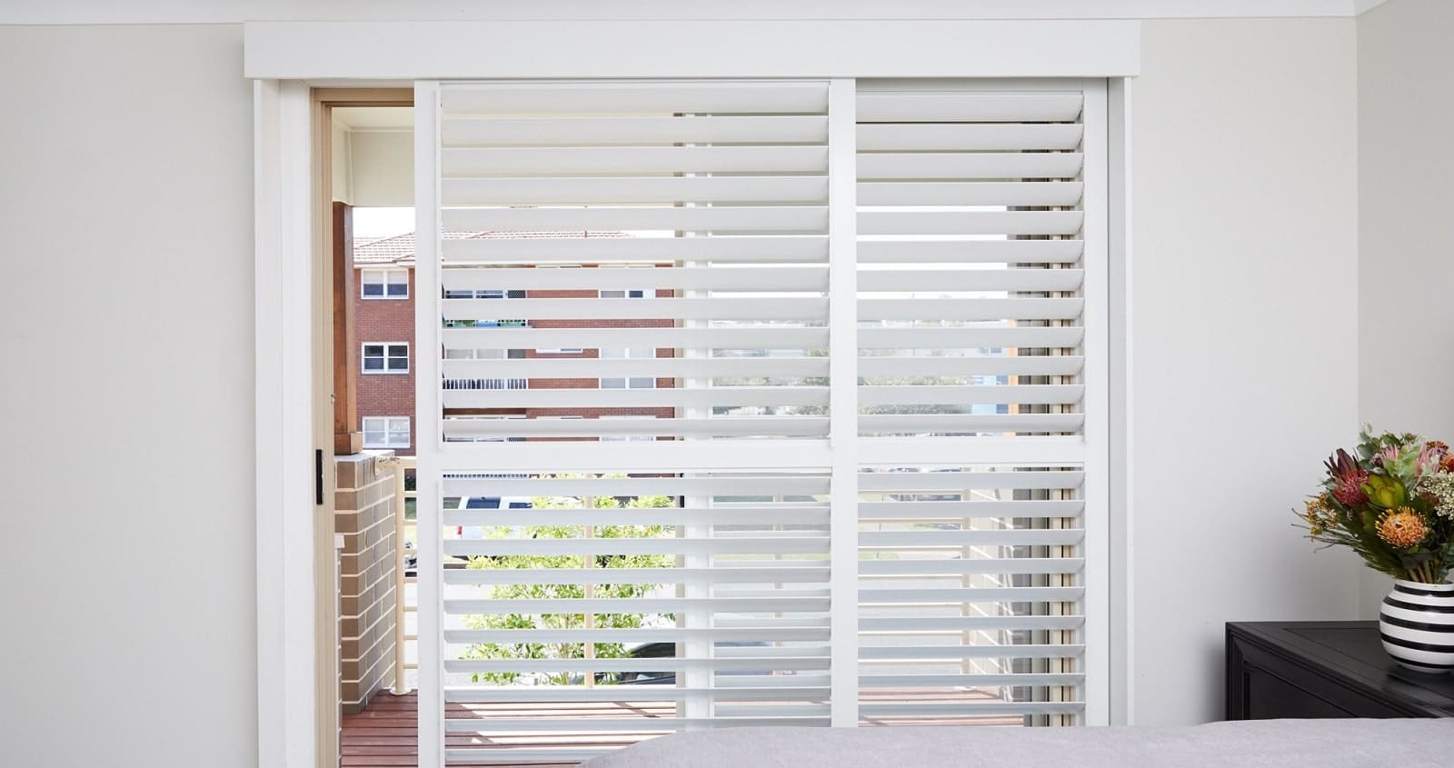 Classic Blinds, White Sliding Plantation Shutters